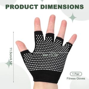 Unique Yoga Gloves, Non Slip Fingerless Pilates Gloves Breathable Exercise Workout Mittens Black Unique Yoga Gloves, Non Slip Fingerless Pilates Gloves Breathable Exercise Workout Mittens Black