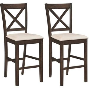 Costway Rubber Wood X-Back Bar Stools Set of 2 with Upholstered Multi Set of 2 Costway Rubber Wood X-Back Bar Stools Set of 2 with Upholstered Multi Set of 2