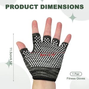Unique Yoga Gloves, Non Slip Fingerless Pilates Gloves Breathable Exercise Workout Mittens Black Green Unique Yoga Gloves, Non Slip Fingerless Pilates Gloves Breathable Exercise Workout Mittens Black Green