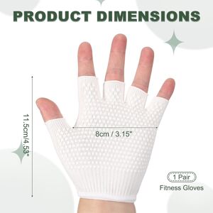 Unique Yoga Gloves, Non Slip Fingerless Pilates Gloves Breathable Exercise Workout Mittens White Unique Yoga Gloves, Non Slip Fingerless Pilates Gloves Breathable Exercise Workout Mittens White