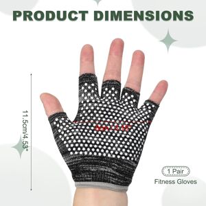 Unique Yoga Gloves, Non Slip Fingerless Pilates Gloves Breathable Exercise Workout Mittens Black Grey Unique Yoga Gloves, Non Slip Fingerless Pilates Gloves Breathable Exercise Workout Mittens Black Grey