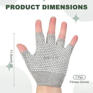 Unique Yoga Gloves, Non Slip Fingerless Pilates Gloves Breathable Exercise Workout Mittens Gray Unique Yoga Gloves, Non Slip Fingerless Pilates Gloves Breathable Exercise Workout Mittens Gray