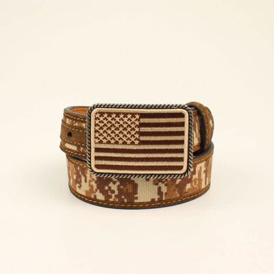 Kid's Flag buckle camo belt in Brown, Size: 28 by Ariat Kid's Flag buckle camo belt in Brown, Size: 28 by Ariat
