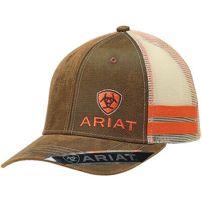 Men's Structured Medium High Cap in Brown Oilskin by Ariat Men's Structured Medium High Cap in Brown Oilskin by Ariat