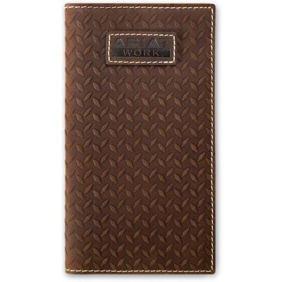 Men's Diamond Plate Embossed Checkbook Wallet in Brown by Ariat Men's Diamond Plate Embossed Checkbook Wallet in Brown by Ariat