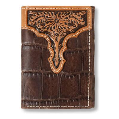 Men's Alligator Trifold Wallet in Brown Leather by Ariat Men's Alligator Trifold Wallet in Brown Leather by Ariat