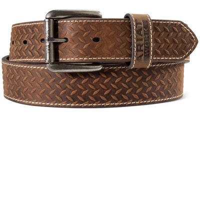 Men's Diamond Plate Embosed Belt in Brown Leather, Size: 44 by Ariat Men's Diamond Plate Embosed Belt in Brown Leather, Size: 44 by Ariat