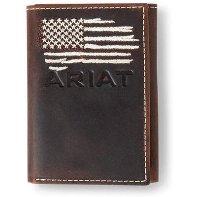 Men's Flag Trifold Wallet in Brown by Ariat Men's Flag Trifold Wallet in Brown by Ariat
