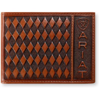 Men's Diamond Embossed Bifold Wallet in Brown by Ariat Men's Diamond Embossed Bifold Wallet in Brown by Ariat