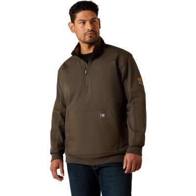 Men's Rebar Workman Duracanvas 1/4 Zip Sweatshirt Hoodie in Earth, Size: 2XL-T by Ariat Men's Rebar Workman Duracanvas 1/4 Zip Sweatshirt Hoodie in Earth, Size: 2XL-T by Ariat
