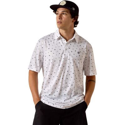 Men's All Over Print Polo Shirt in White Western Toss Print, Size: LT by Ariat Men's All Over Print Polo Shirt in White Western Toss Print, Size: LT by Ariat