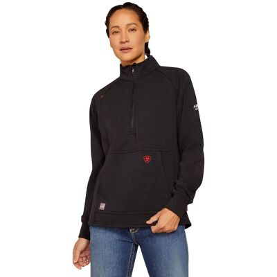Women's Flame-Resistant Primo Fleece 2.0 1/4 Zip Sweater in Black Cotton, Size: XS by Ariat Women's Flame-Resistant Primo Fleece 2.0 1/4 Zip Sweater in Black Cotton, Size: XS by Ariat