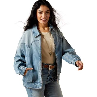 Women's Cheyenne Denim Bomber Jacket in Candy, Size: Large by Ariat Women's Cheyenne Denim Bomber Jacket in Candy, Size: Large by Ariat