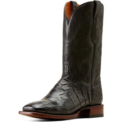 Men's Bench Made Bassett Cowboy Boots in Black American Alligator Leather, Size: 7.5 D / Medium by Ariat Men's Bench Made Bassett Cowboy Boots in Black American Alligator Leather, Size: 7.5 D / Medium by Ariat