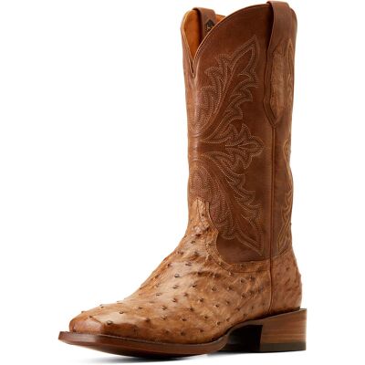 Men's Bench Made Bassett Cowboy Boots in Buckskin Full Quill Ostrich Leather, Size: 8.5 D / Medium by Ariat Men's Bench Made Bassett Cowboy Boots in Buckskin Full Quill Ostrich Leather, Size: 8.5 D / Medium by Ariat