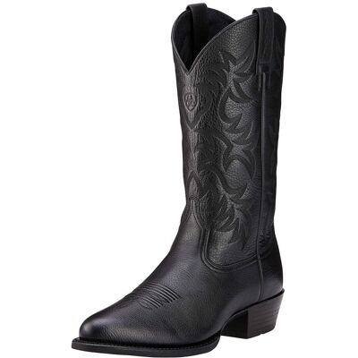 Men's Heritage R Toe Cowboy Boots in Black Deertan, Size: 9.5 B / Narrow by Ariat Men's Heritage R Toe Cowboy Boots in Black Deertan, Size: 9.5 B / Narrow by Ariat