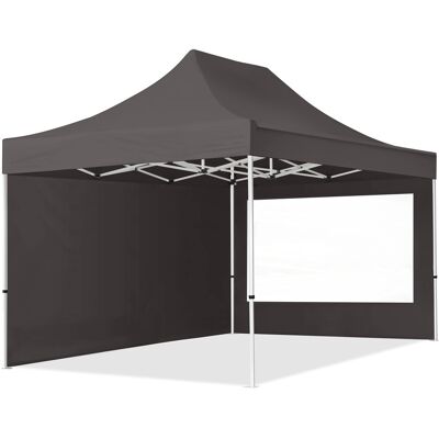 TOOLPORT 10x15 ft PES 700 Pop-Up Canopy ECONOMY Steel 1.2 in., incl. Sidewalls with Panorama Windows, Dark Gray - (59044) TOOLPORT 10x15 ft PES 700 Pop-Up Canopy ECONOMY Steel 1.2 in., incl. Sidewalls with Panorama Windows, Dark Gray - (59044)