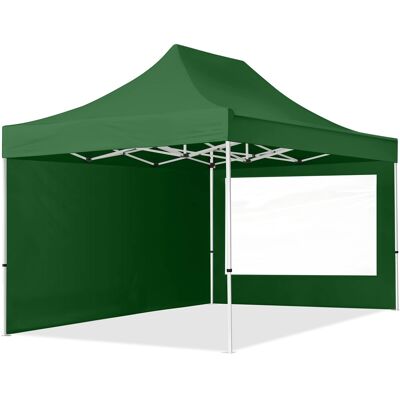 TOOLPORT 10x15 ft PES 700 Pop-Up Canopy ECONOMY Steel 1.2 in., incl. Sidewalls with Panorama Windows, Dark Green - (59046) TOOLPORT 10x15 ft PES 700 Pop-Up Canopy ECONOMY Steel 1.2 in., incl. Sidewalls with Panorama Windows, Dark Green - (59046)