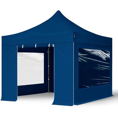TOOLPORT 10x10 ft PES 750 Pop-Up Canopy PREMIUM Steel 1.6 in., incl. Sidewalls with Panorama Windows, Blue - (600010) TOOLPORT 10x10 ft PES 750 Pop-Up Canopy PREMIUM Steel 1.6 in., incl. Sidewalls with Panorama Windows, Blue - (600010)