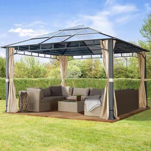 TOOLPORT 13x13ft Hardtop Gazebo Sunset Deluxe, Champagne - (300171) TOOLPORT 13x13ft Hardtop Gazebo Sunset Deluxe, Champagne - (300171)