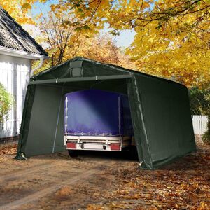 TOOLPORT 11x15 ft Carport Tent / Portable Garage – PE 600, Dark Green - (8050) TOOLPORT 11x15 ft Carport Tent / Portable Garage – PE 600, Dark Green - (8050)