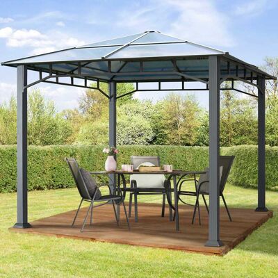 TOOLPORT 10x10ft Hardtop Gazebo Sunset Deluxe, Gray - (300167) TOOLPORT 10x10ft Hardtop Gazebo Sunset Deluxe, Gray - (300167)
