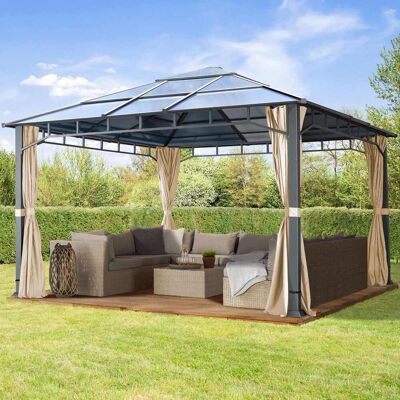 TOOLPORT 13x13ft Hardtop Gazebo Sunset Deluxe, Champagne - (300171) TOOLPORT 13x13ft Hardtop Gazebo Sunset Deluxe, Champagne - (300171)