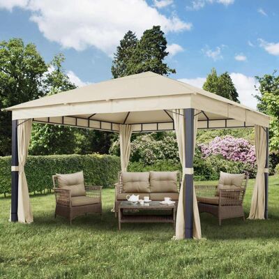 TOOLPORT 13x13ft Soft Top Gazebo Sunset Premium, Champagne - (300174) TOOLPORT 13x13ft Soft Top Gazebo Sunset Premium, Champagne - (300174)