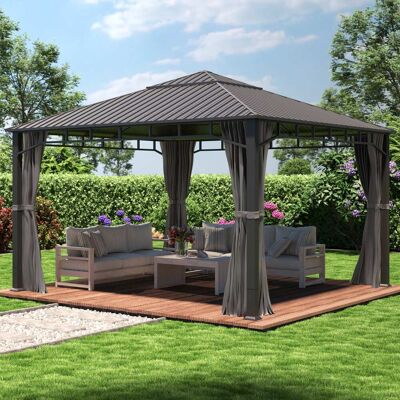 TOOLPORT 13x13ft Hardtop Gazebo Sunset Superior, Gray - (300195) TOOLPORT 13x13ft Hardtop Gazebo Sunset Superior, Gray - (300195)