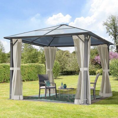 TOOLPORT 10x10ft Hardtop Gazebo Moonlight Deluxe, Cream - (300215) TOOLPORT 10x10ft Hardtop Gazebo Moonlight Deluxe, Cream - (300215)