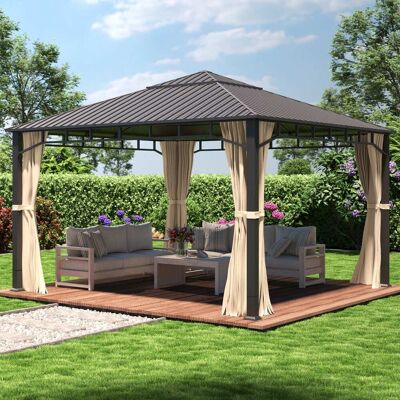 TOOLPORT 13x13ft Hardtop Gazebo Sunset Superior, Champagne - (301350) TOOLPORT 13x13ft Hardtop Gazebo Sunset Superior, Champagne - (301350)