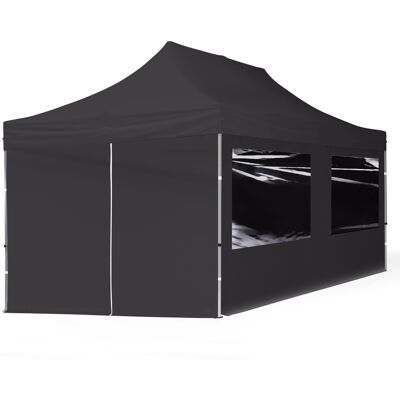 TOOLPORT 10x20 ft PES 700 Pop-Up Canopy ECONOMY Aluminum 1.3 in., incl. Sidewalls with Panorama Windows, Black - (59031) TOOLPORT 10x20 ft PES 700 Pop-Up Canopy ECONOMY Aluminum 1.3 in., incl. Sidewalls with Panorama Windows, Black - (59031)