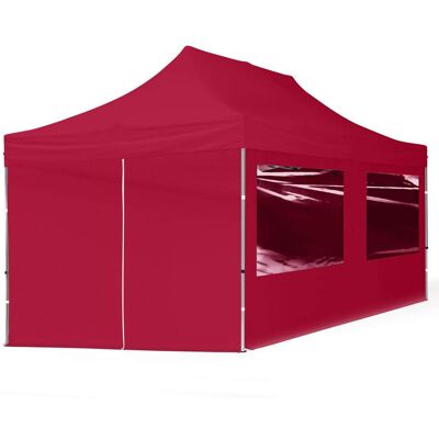 TOOLPORT 10x20 ft PES 700 Pop-Up Canopy ECONOMY Aluminum 1.3 in., incl. Sidewalls with Panorama Windows, Red - (59151) TOOLPORT 10x20 ft PES 700 Pop-Up Canopy ECONOMY Aluminum 1.3 in., incl. Sidewalls with Panorama Windows, Red - (59151)