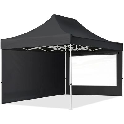 TOOLPORT 10x15 ft PES 700 Pop-Up Canopy ECONOMY Steel 1.2 in., incl. Sidewalls with Panorama Windows, Black - (59358) TOOLPORT 10x15 ft PES 700 Pop-Up Canopy ECONOMY Steel 1.2 in., incl. Sidewalls with Panorama Windows, Black - (59358)