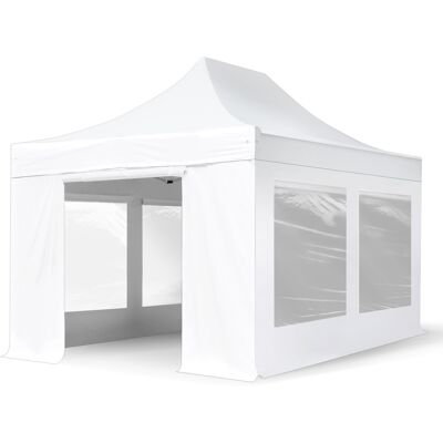 TOOLPORT 10x15 ft PES 800 Pop-Up Canopy PROFESSIONAL Aluminum 1.6 in., incl. Sidewalls with Panorama Windows, White - (600202) TOOLPORT 10x15 ft PES 800 Pop-Up Canopy PROFESSIONAL Aluminum 1.6 in., incl. Sidewalls with Panorama Windows, White - (600202)