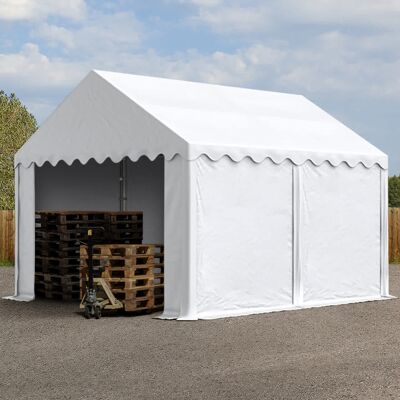 TOOLPORT 10x13 ft Storage Tent / Shelter, PVC 700, White - (6153) TOOLPORT 10x13 ft Storage Tent / Shelter, PVC 700, White - (6153)