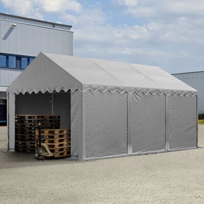 TOOLPORT 10x20 ft Storage Tent / Shelter with Base Frame, PVC 800, Gray - (8909) TOOLPORT 10x20 ft Storage Tent / Shelter with Base Frame, PVC 800, Gray - (8909)
