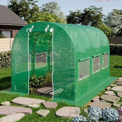 TOOLPORT 6.5x10 ft Hoop House, PE, Green - (8933) TOOLPORT 6.5x10 ft Hoop House, PE, Green - (8933)
