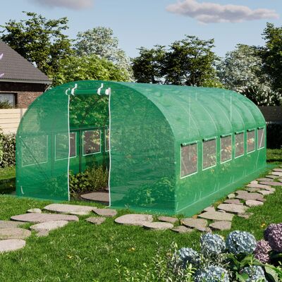 TOOLPORT 10x20 ft Hoop House, PE, Green - (8935) TOOLPORT 10x20 ft Hoop House, PE, Green - (8935)