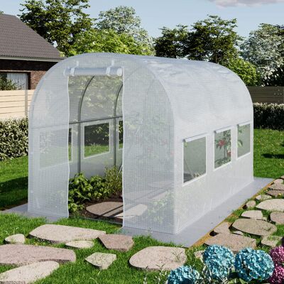 TOOLPORT 6.5x10 ft Hoop House, PE, white - (8940) TOOLPORT 6.5x10 ft Hoop House, PE, white - (8940)