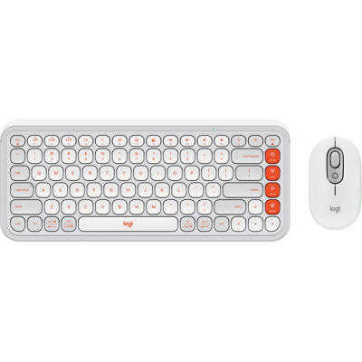 Logitech POP Icon Keyboard Mouse Combo in Off White/Orange Logitech POP Icon Keyboard Mouse Combo in Off White/Orange