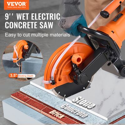 Vevor Electric Concrete Saw, 9 In Circular Saw Cutter With 3.5 In Cutting Depth, Wet/dry Disk Saw Cutter Includes Water Line, Pump And Blade, For Stone, Brick, Porcelain, Concrete, 2000w/15a Motor Vevor Electric Concrete Saw, 9 In Circular Saw Cutter With 3.5 In Cutting Depth, Wet/dry Disk Saw Cutter Includes Water Line, Pump And Blade, For Stone, Brick, Porcelain, Concrete, 2000w/15a Motor