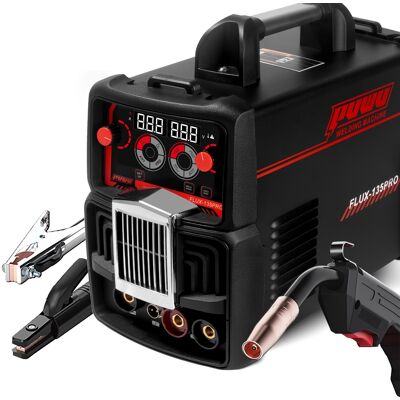 PUWU 135a 110v Mig Welder For Flux Cored Wire Mig/lift Tig/stick 3-in-1 Igbt Inverter Led Digital Display Gas Shielded Welder With Thermal Protection, Thermal Start, Adjustable , Vrd PUWU 135a 110v Mig Welder For Flux Cored Wire Mig/lift Tig/stick 3-in-1 Igbt Inverter Led Digital Display Gas Shielded Welder With Thermal Protection, Thermal Start, Adjustable , Vrd