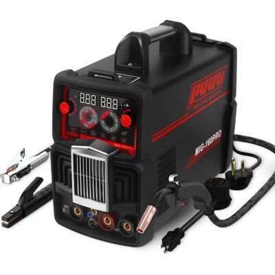Puwu Gas Gasless 160a Multiprocess Mig Welder, Flux Cored/mig/lift Tig/stick Arc Welder 4in 1 Welding Machine With Igbt Inverter Led Digital Display, Thermal Protection Puwu Gas Gasless 160a Multiprocess Mig Welder, Flux Cored/mig/lift Tig/stick Arc Welder 4in 1 Welding Machine With Igbt Inverter Led Digital Display, Thermal Protection