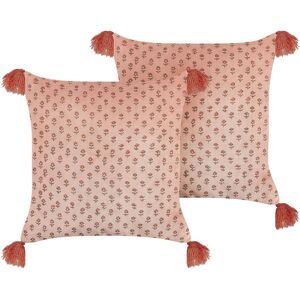 Beliani Velvet Floral Cushions - 45x45 cm Decorative Set Beliani Velvet Floral Cushions - 45x45 cm Decorative Set