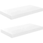 vidaXL 2x Floating Wall Shelves High Gloss White - Wall Shelves