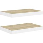 vidaXL Oak and White MDF Wall Shelves - 50x23x3.8 cm - Wall Shelves