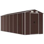 Cobertizo de jardín vidaXL Marrón 191x555x198 cm Acero galvanizado - Cobertizo de jardín