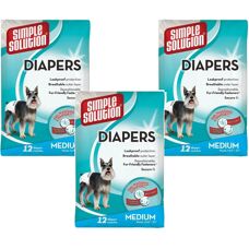 Simple Solution Disposable Diapers - Medium - 12 Count - Waist 16.5"-21" - for Dogs