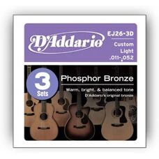 Akustické struny D'Addario EJ26-3D z fosforového bronzu - 3 balení